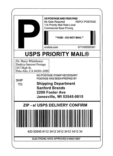 USPS Shipping Label Template Printable